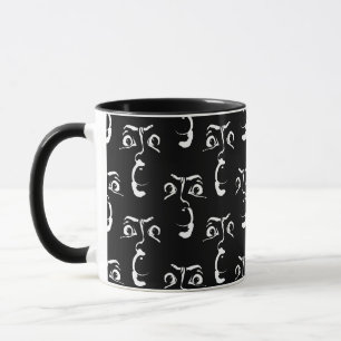 black and white horror face mug