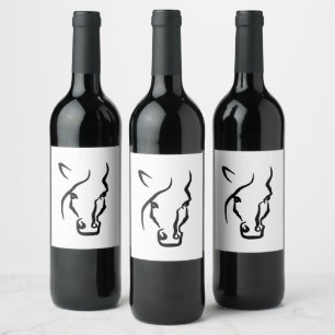 Black and White Horse Face Wine Label