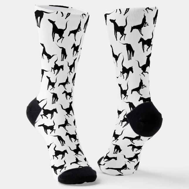 Black and White Horse Pattern Socks (Angled)