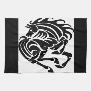 Black and white horse tea towel
