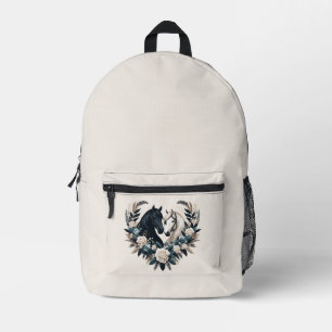 Black and White Horses in Love Printed Backpack