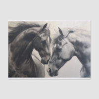 Black and White Horses Vintage Decoupage