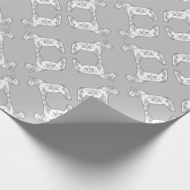 Black and White Horses Wrapping Paper (Corner)