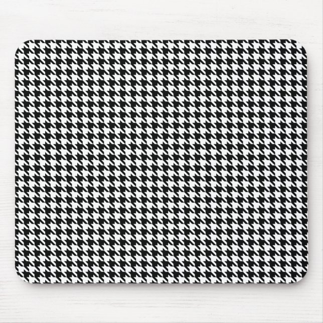 Black and White Hounds Tooth Mousepad (Front)