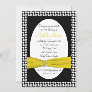 Black and White Houndstooth 30th Birthday Invite