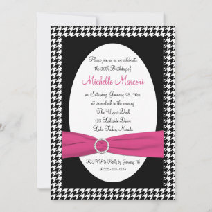 Black and White Houndstooth 30th Birthday Invite