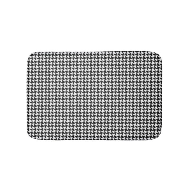 Black and White Houndstooth Bath Mat (Front)