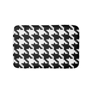 Black and White Houndstooth Bath Mat