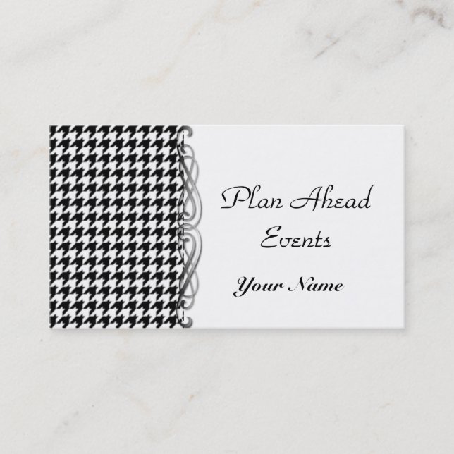 Black and White Houndstooth Business Card (Front)
