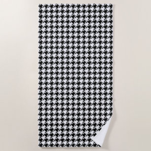 Black and White Houndstooth by Shirley Taylor Beach Towel