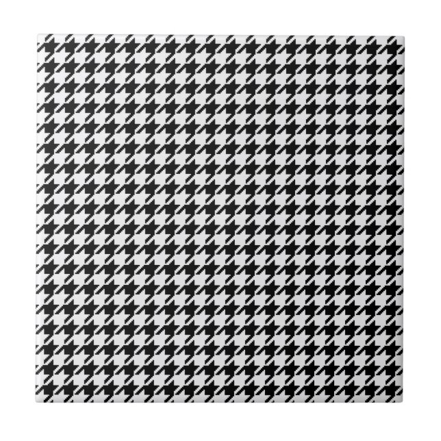 Black and White Houndstooth by Shirley Taylor Tile (Front)