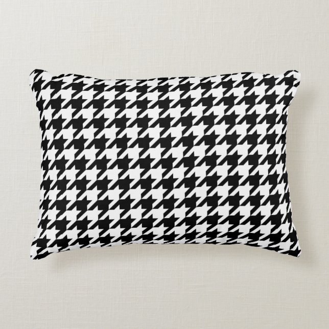 Black and White Houndstooth Check Decorative Cushion (Front)