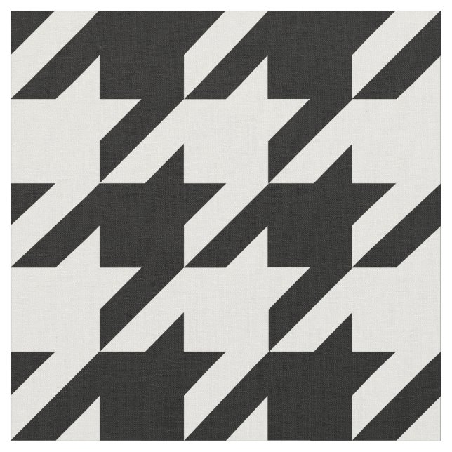 Black and White Houndstooth Check Fabric (Close Up)