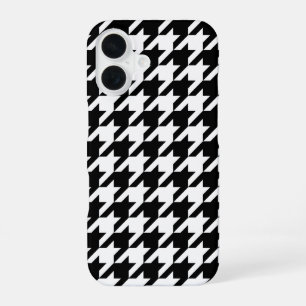 Black and White Houndstooth Check iPhone 16 Case