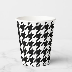 Black and White Houndstooth Check Paper Cups