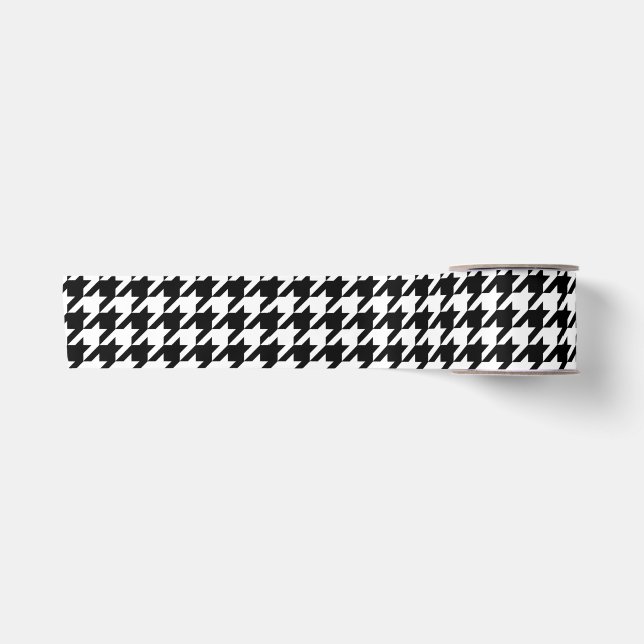 Black and White Houndstooth Check Satin Ribbon (Front)