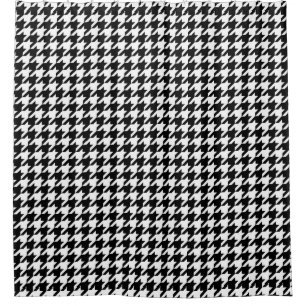 Black and White Houndstooth Check Shower Curtain