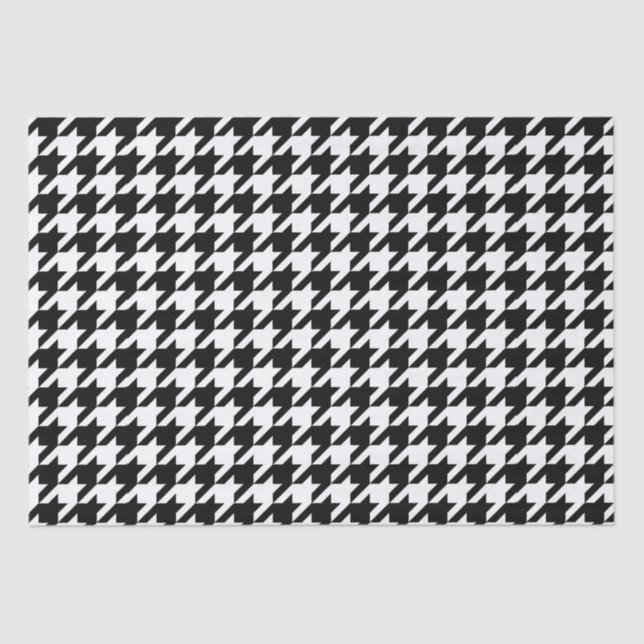 Black and White Houndstooth Check Tissue Paper (Front)