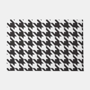 Black and White Houndstooth Door Mat