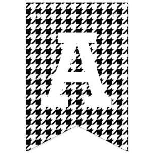 Black and White Houndstooth Happy Birthday Bunting