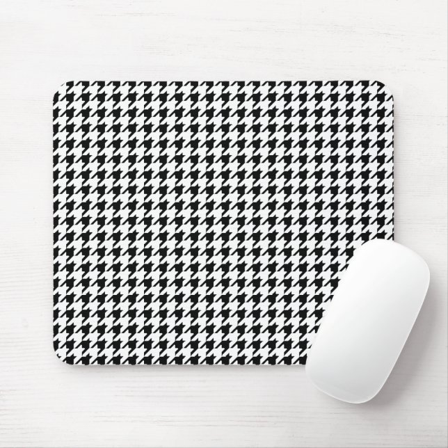 Black and White Houndstooth Mouse Pad (With Mouse)