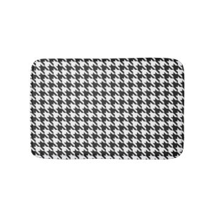 Black and White Houndstooth Pattern Bath Mat