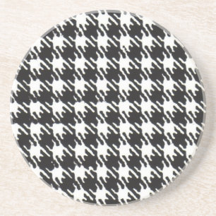 Black and white houndstooth pattern customisable coaster