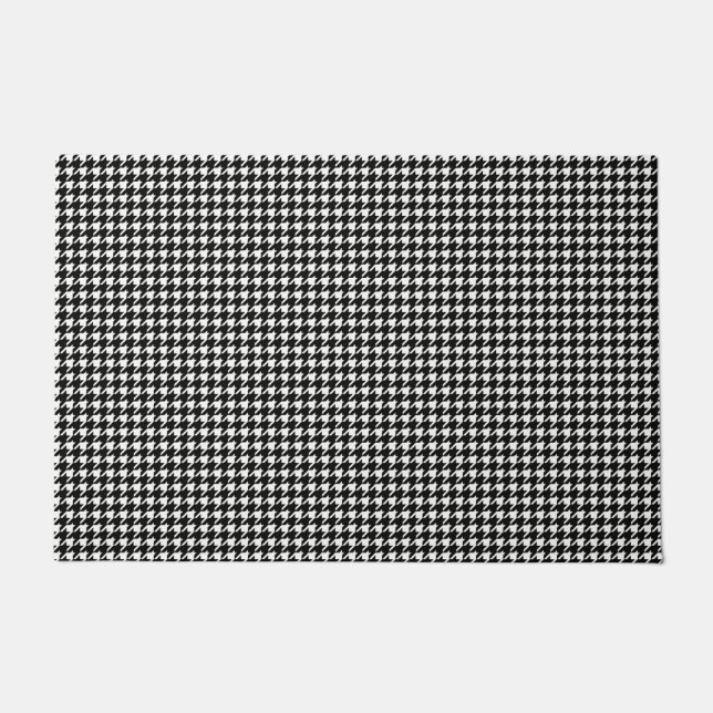 Black and White Houndstooth Pattern Doormat (Front)