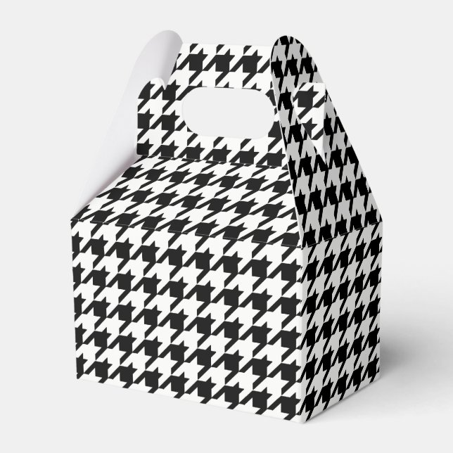 Black and White Houndstooth Pattern Favour Box (Front Side)