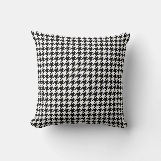 Black and white houndstooth pattern throw pillow (Front)