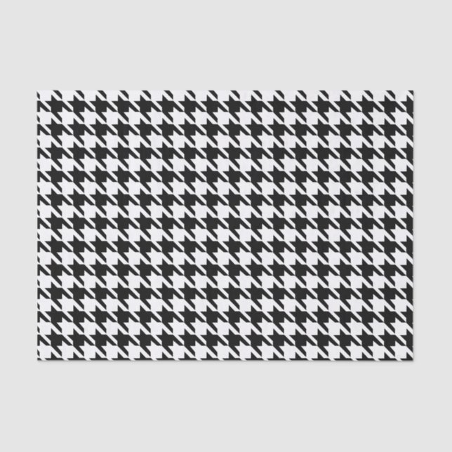 Black and White Houndstooth Pattern Tissue Paper (Front)