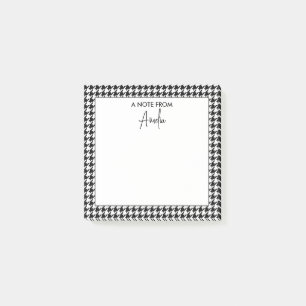 Black and White Houndstooth Personalised Name Post-it Notes