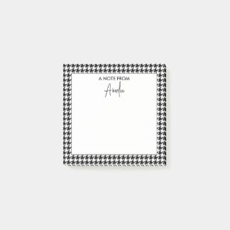 Black and White Houndstooth Personalised Name Post-it Notes