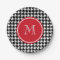 Black and White Houndstooth Red Monogram