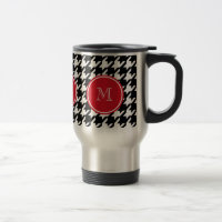Black and White Houndstooth Red Monogram