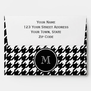Black and White Houndstooth Your Monogram Envelopes