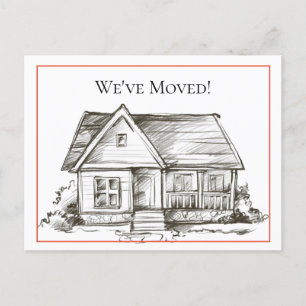 Black and White House Address Change Announcement Postcard