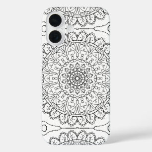 Black and White Huge Mandala Zen Buddha Geometric iPhone 16 Case