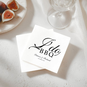 Black And White I Do BBQ Engagement Party Napkin