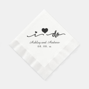 Black and White I Do   Wedding Paper Napkin