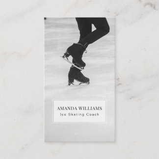 Black and White Ice Skating Coach Professional Business Card