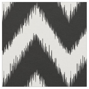 Black and White Ikat Chevron Fabric