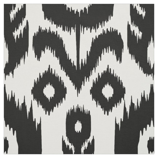 Black and White Ikat Pattern Fabric (Swatch)