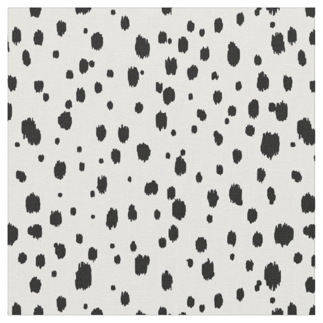 Black and White Ikat Scattered Dots Fabric (Close Up)