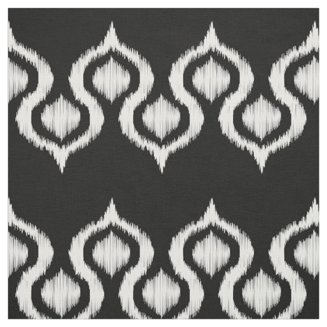 Black and White Ikat Tribal Pattern Fabric (Swatch)