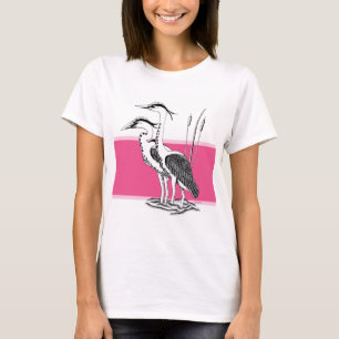 Black and white illustration of Heron T-Shirt
