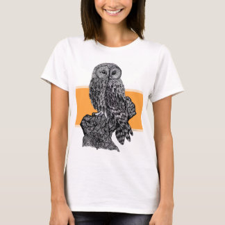 Black and white illustration of Owl T-Shirt