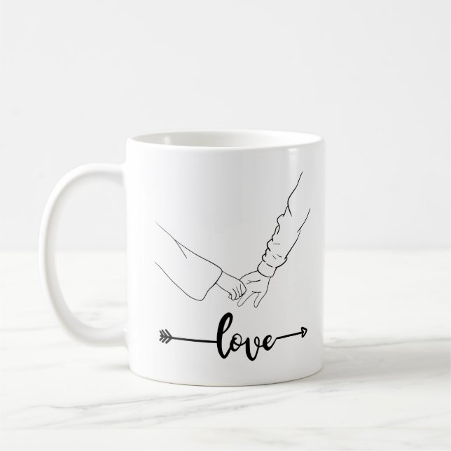 Black and White Illustrative Love Couple Mug (Left)