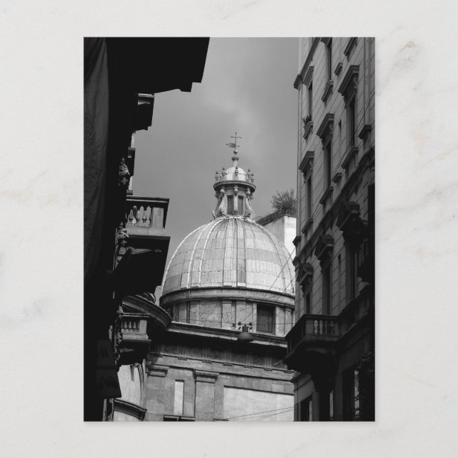 Black and White image Back streets of Milan Italy Postcard (Front)