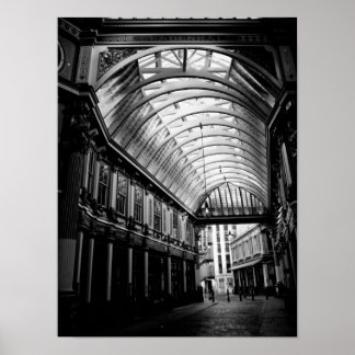 Black and white image of Leadenhall Market London Poster